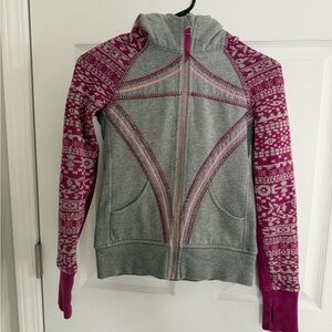 Ivivva Lululemon Magenta & Gray Hoodie Jacket Full Zip Girls Size 10